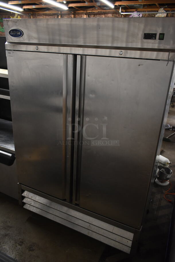 Entree CR2 Stainless Steel Commercial 2 Door Reach In Cooler w/ Poly Coated Racks on Commercial Casters. 115 Volts, 1 Phase. Tested and Working! - Image 1 of 8