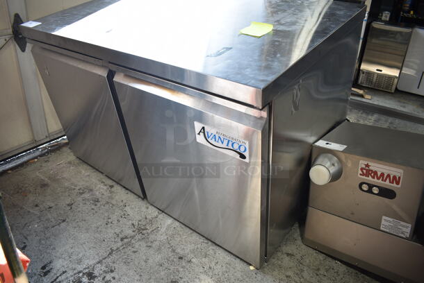 BRAND NEW SCRATCH AND DENT! 2023 Avantco 178SSUC48FHC Stainless Steel Commercial 2 Door Undercounter Freezer. Front 2 Legs are Missing. 115 Volts, 1 Phase. Tested and Working! - Image 2 of 5