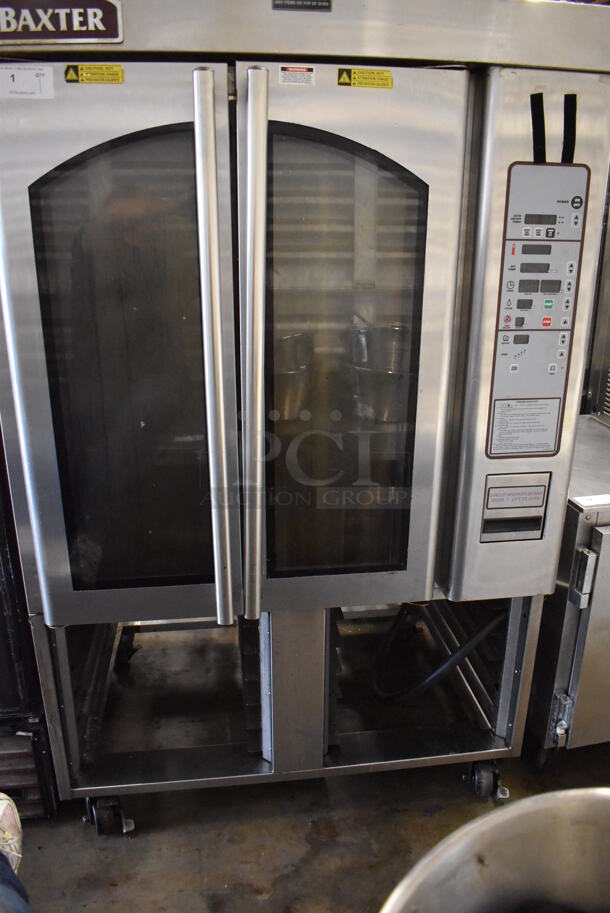 Baxter OV310E Stainless Steel Commercial Floor Style Electric Powered Mini Rotating Rack Oven w/ Lower Pan Rack on Commercial Casters. 208 Volts, 3 Phase. 48x38x78 - Image 2 of 9