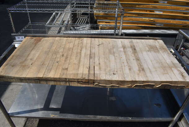 Stainless Steel Table Frame w/ Under Shelf and Butcher Block Top. - Image 4 of 5