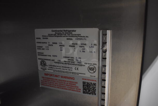 BRAND NEW! Continental SW48N Stainless Steel Commercial 2 Door Undercounter Cooler. 115 Volts, 1 Phase. 48x31.5x32. Tested and Working! - Image 5 of 6