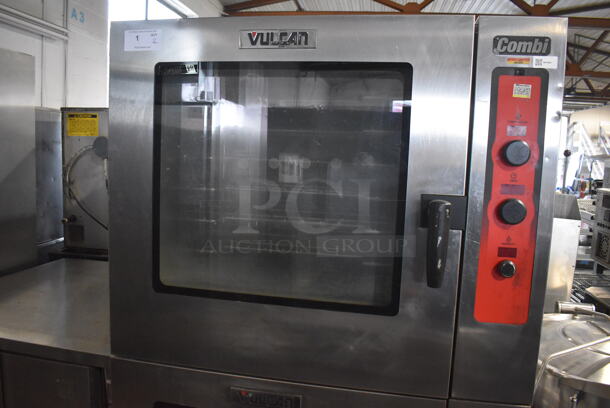 2 Vulcan ABC7G-NAT Commerical Stainless Steel Natural Gas Full Size Gas Combi Oven With Metal Racks on Commerical Casters. 80,000 BTU. 2 Times Your Bid!  - Image 5 of 10