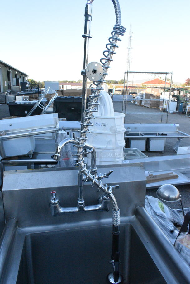 Stainless Steel Commercial Single Bay Sink w/ Faucet, Handles and Spray Nozzle Attachment.  - Image 3 of 4