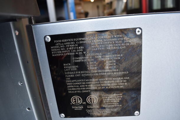 BRAND NEW SCRATCH AND DENT! 2022 CPG FF400-N Stainless Steel Commercial Floor Style Natural Gas Powered Deep Fat Fryer w/ 2 Metal Fry Baskets and Legs. 120,000 BTU. 15.5x30x42 - Image 6 of 8