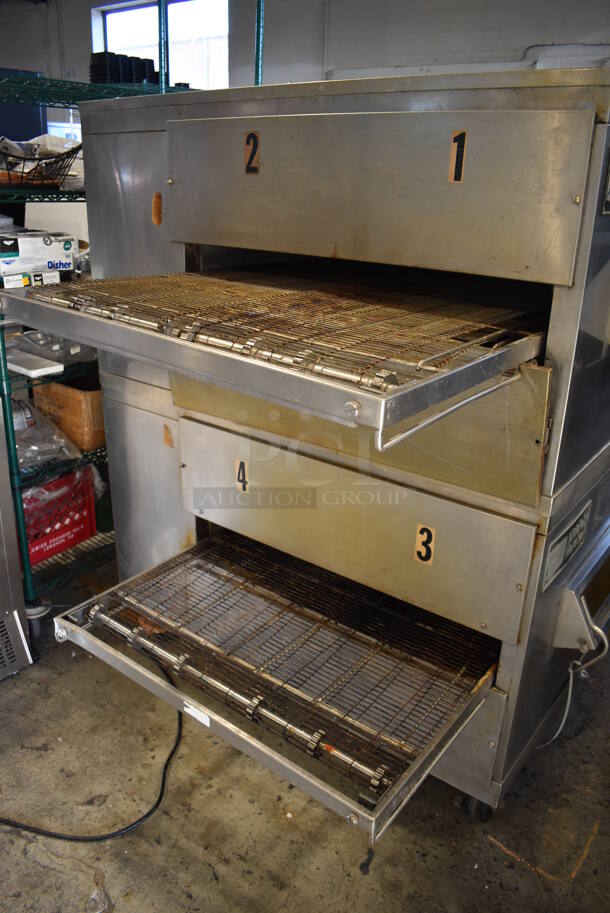 2 Middleby Marshall PS200 S8 Stainless Steel Commercial Natural Gas Powered Conveyor Pizza Oven on Commercial Casters. 120,000 BTU. 84x51x64. 2 Times Your Bid! - Image 3 of 9