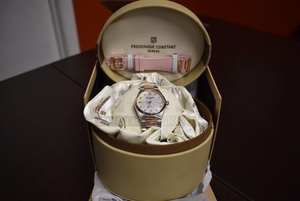 BRAND NEW IN BOX! Frederique Constant Ladies Highlife Pink/Rose Gold MOP Diamond Quartz Watch FC-240MPWD2NH2B