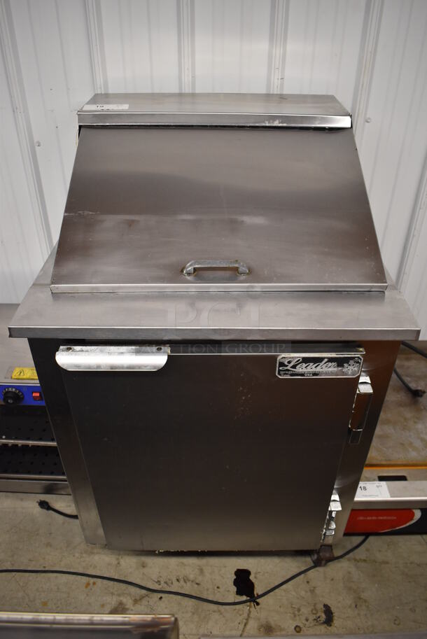 2012 Leader LM27 S/C Stainless Steel Commercial Sandwich Salad Prep Table Bain Marie Mega Top on Commercial Casters. 115 Volts, 1 Phase. 27x27x46. Tested and Powers On But Does Not Get Cold - Image 1 of 7