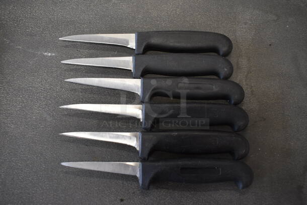 6 Sharpened Stainless Steel Paring Knives. Includes 7.5