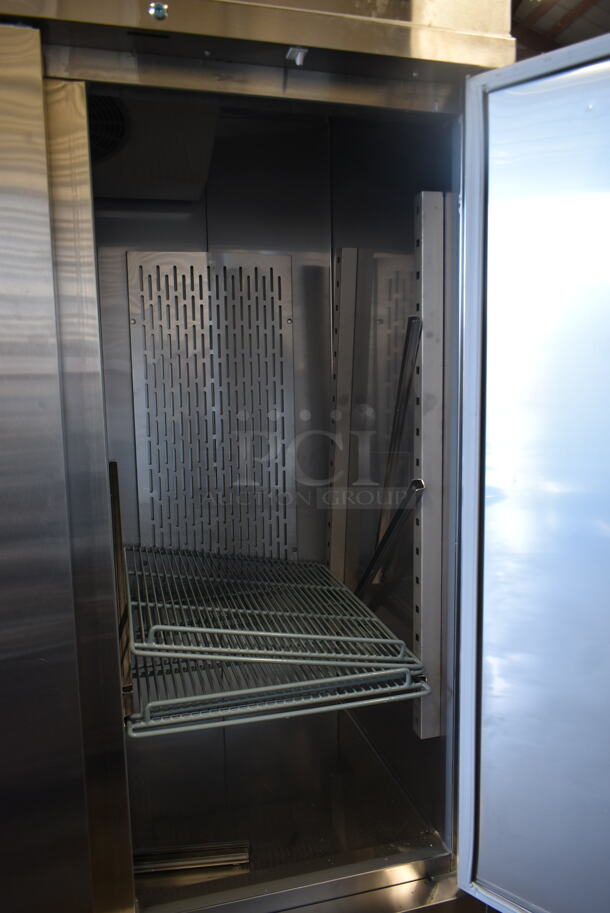 BRAND NEW SCRATCH AND DENT! 2023 Avantco 178SS3FHC Stainless Steel Commercial 3 Door Reach In Freezer w/ Poly Coated Racks and Commercial Casters. 115 Volts, 1 Phase. Stock Picture Used as Gallery. Tested and Working! - Image 11 of 12