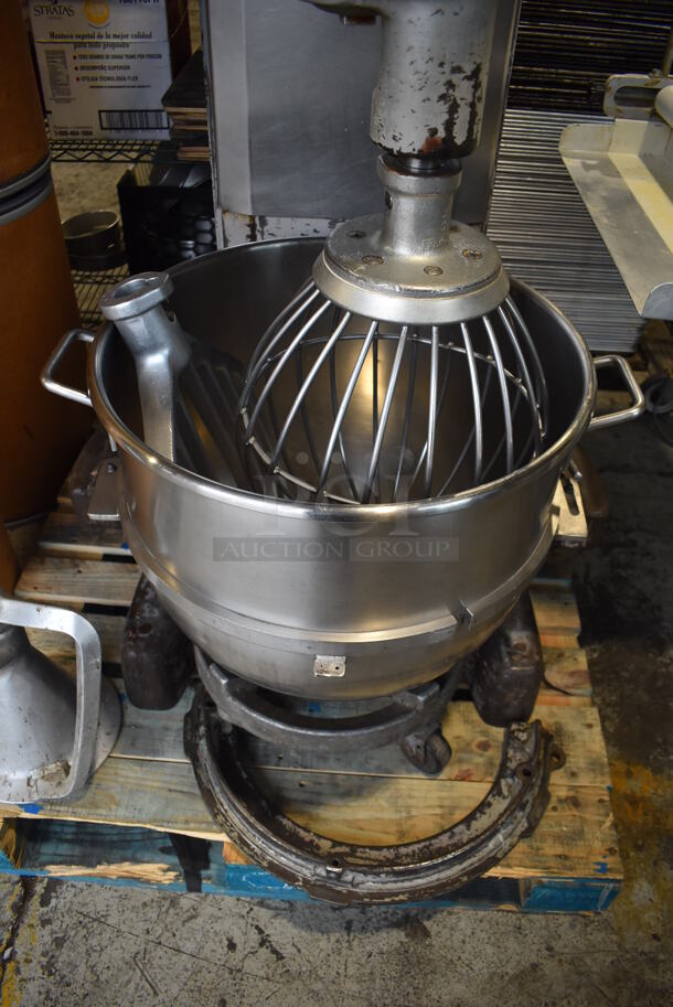 Hobart M 802 Metal Commercial Floor Style 80 Quart Planetary Dough Mixer w/ Metal Mixing Bowl, Bowl Dolly, Bowl Adapter, Dough Hook, Paddle and Whisk Attachments. 208 Volts, 3 Phase. 25x48x64 - Image 4 of 9