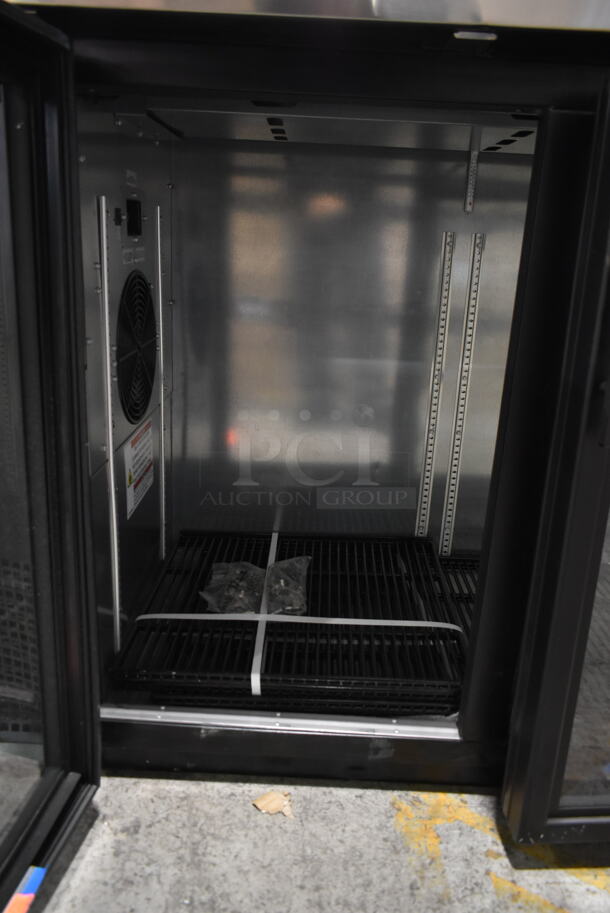 BRAND NEW SCRATCH AND DENT! 2023 True TBB-24-72G-SD Metal Commercial 3 Door Back Bar Cooler Merchandiser w/ Poly Coated Racks. 115 Volts, 1 Phase. Stock Picture Used as Gallery. Tested and Powers On But Does Not Get Cold - Image 4 of 8