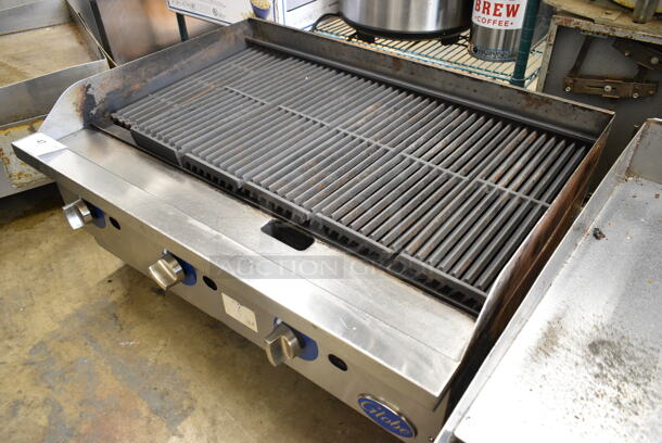 Globe Stainless Steel Commercial Countertop Natural Gas Powered Charbroiler Grill.  - Image 3 of 3