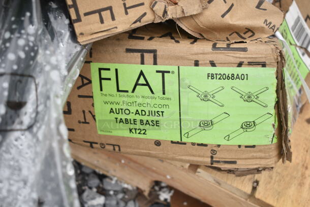 PALLET LOT of 10 BRAND NEW Boxes Including 4 Box Flat KT22 Auto Adjust Table Bases, 600ES3024G Regency 30" x 24" 16-Gauge Stainless Steel Equipment Stand with Galvanized Undershelf. 10 Times Your Bid! - Image 4 of 9