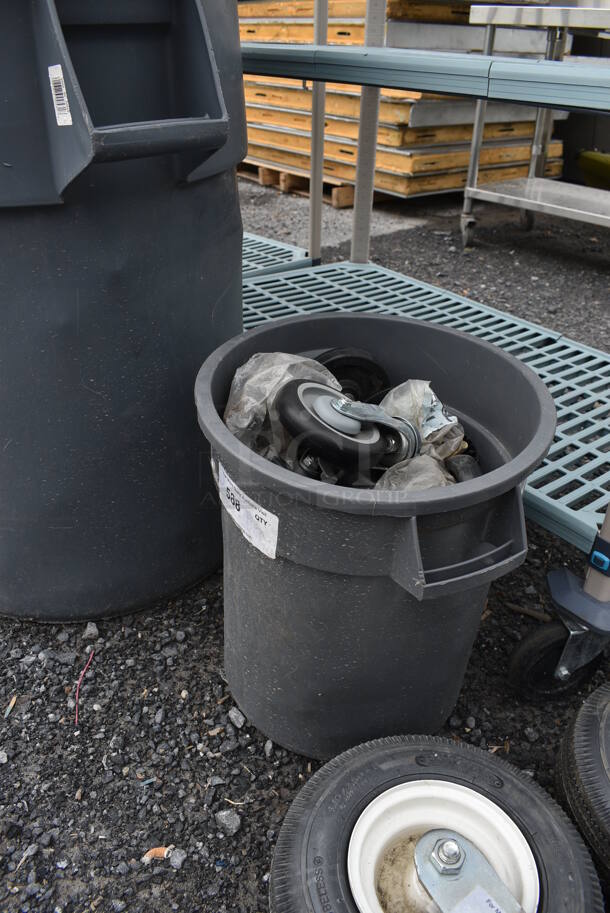 ALL ONE MONEY! Lot of Various Items Including Commercial Casters in Gray Poly Trash Can. 18x16x17 - Image 6 of 6