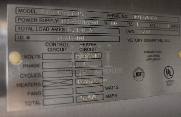 Victory Model HIS-1D-S7-PT Stainless Steel Commercial Single Door Roll In Rack Proofing Warmer Cabinet. 115-208/240 Volts, 1 Phase. 36x38x84.5 - Image 5 of 5