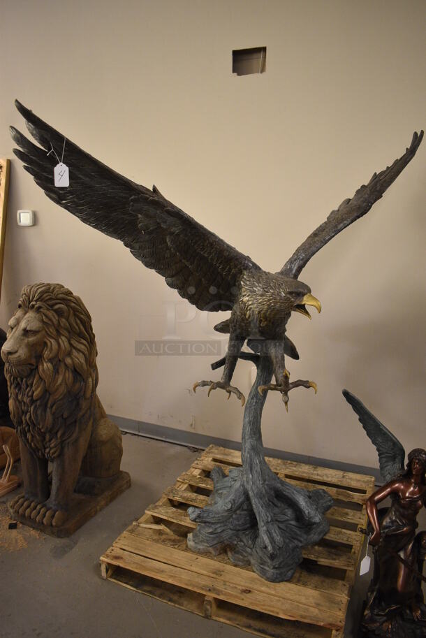 BEAUTIFUL Cast Bronze Eagle on Branch Statue