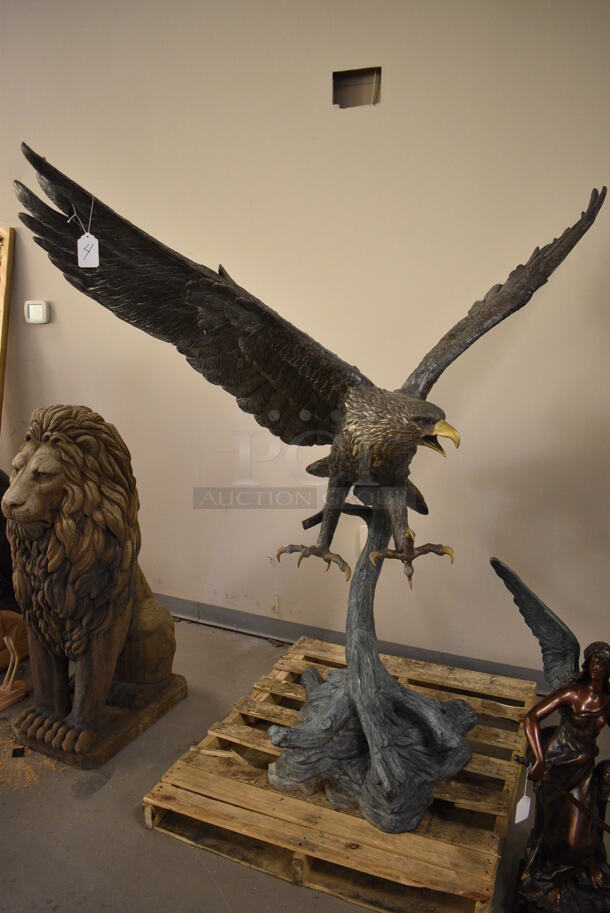 BEAUTIFUL Cast Bronze Eagle on Branch Statue - Image 1 of 10