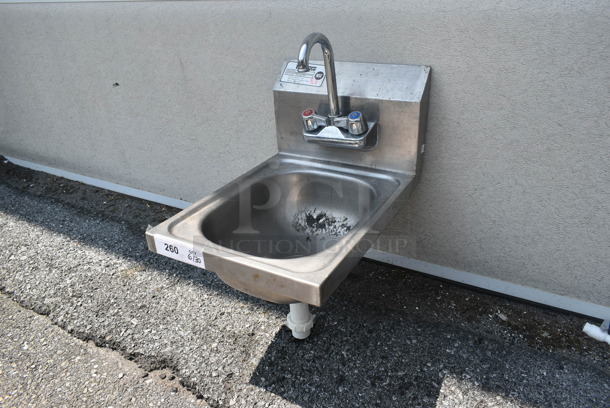 Krowne HS-9L Stainless Steel Commercial Single Bay Wall Mount Sink w/ Faucet and Handles. - Image 3 of 4