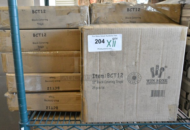 11 Boxes of 25 BRAND NEW SCRATCH AND DENT! Win Sone BCT12 Round Plastic Catering Tray - 12". 11 Times Your Bid!  - Image 2 of 5