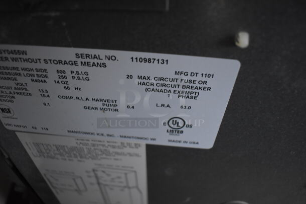 2011 Manitowoc SY0455W Stainless Steel Commercial Ice Machine Head. 115 Volts, 1 Phase. 30x24.5x22 - Image 6 of 6