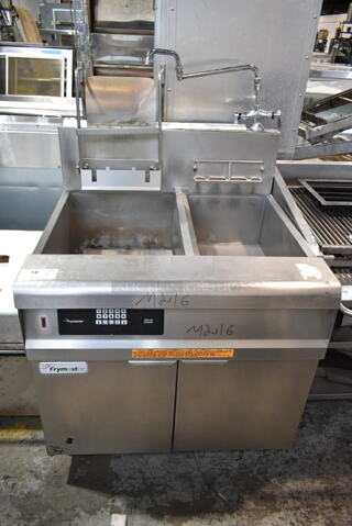 2014 Frymaster GPCRBSC Stainless Steel Commercial Floor Style Natural Gas Powered 2 Bay Pasta Cooker on Commercial Casters. 80,000 BTU. 