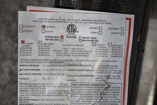 Napoleon GDS50-N Metal Gas Powered Fireplace.  - Image 8 of 8