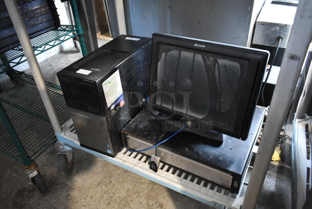 ALL ONE MONEY! Two Tier Lot of Various Items Including Epson Receipt Printers, Par POS Monitor, Computer Tower and Cash Drawer - Image 5 of 12