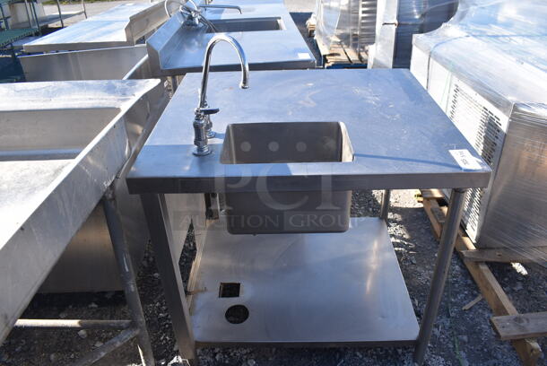 Stainless Steel Table w/ Sink Bay, Faucet, Handles and Under Shelf. 32.5x36.5x36 - Image 1 of 5