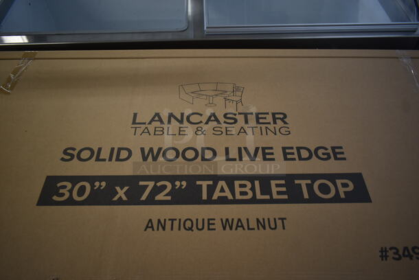 BRAND NEW SCRATCH AND DENT! Lancaster Table & Seating 3493072ANTWA Industrial 30" x 72" Solid Wood Live Edge Table Top with Antique Walnut Finish - Image 3 of 5