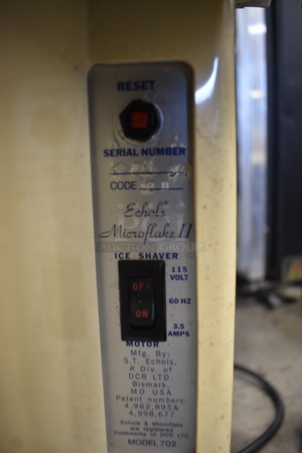 Echols 702 Microflake II Electric Countertop Cube Ice Shaver On Metal Tray with Rubber Stoppers. 115V. Tested and Powers On But Parts Do Not Move - Image 5 of 7