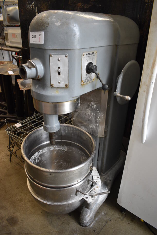 Hobart Model H-600 Metal Commercial Floor Style 60 Quart Planetary Mixer w/ Metal Mixing Bowl and Bowl Collar. 208 Volts, 3 Phase. 25x38x56  - Image 1 of 7