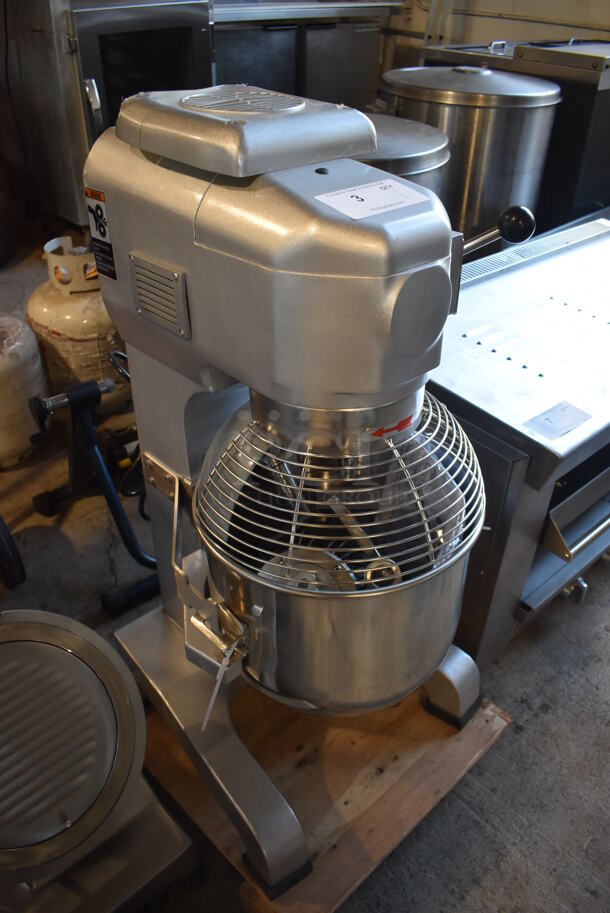 BRAND NEW SCRATCH AND DENT! Galaxy 177GMIX20 Metal Commercial Floor Style 20 Quart Planetary Dough Mixer w/ Stainless Steel Mixing Bowl, Bowl Guard, Dough Hook, Balloon Whisk and Paddle Attachments. Missing Fan Back Cover. 110 Volts, 1 Phase. 15x20x33. Tested and Working! - Image 10 of 11