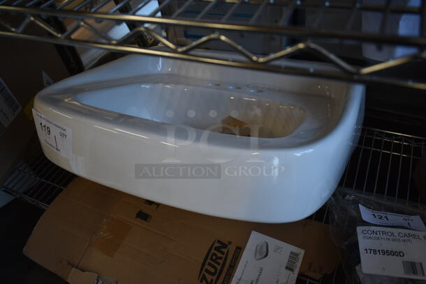 BRAND NEW SCRATCH AND DENT! Zurn Z5344  Elkay One Z.L5.M Manual Faucet Lavatory System with Wall Hung Lavatory - 20" x 18" Bowl. Does Not Come w/ Faucet.  - Image 4 of 5