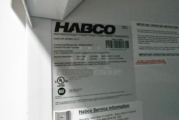 2019 Habco SE18 Metal Commercial Single Door Reach In Cooler Merchandiser w/ Poly Coated Racks. 115 Volts, 1 Phase. Tested and Powers On But Does Not Get Cold
 - Image 5 of 5