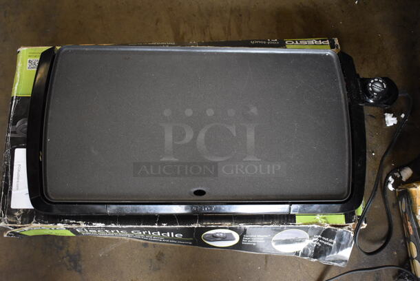 IN ORIGINAL BOX! Presto Metal Countertop Electric Griddle. 120 Volts, 1 Phase. 23x11.5x2.5