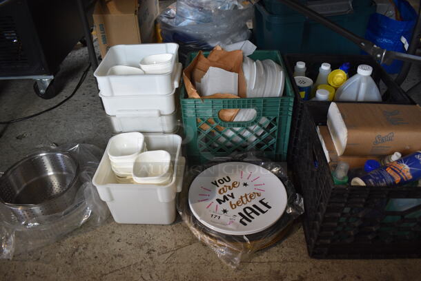 ALL ONE MONEY! Lot of Various Items Including Poly Bins and Cleaner