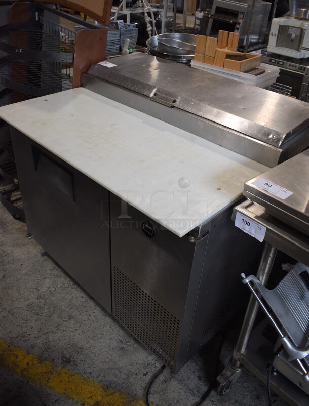 True TPP-44 Stainless Steel Commercial Pizza Prep Table w/ Over Sized Cutting Board on Commercial Casters. 115 Volts, 1 Phase. Tested and Working! - Image 1 of 6