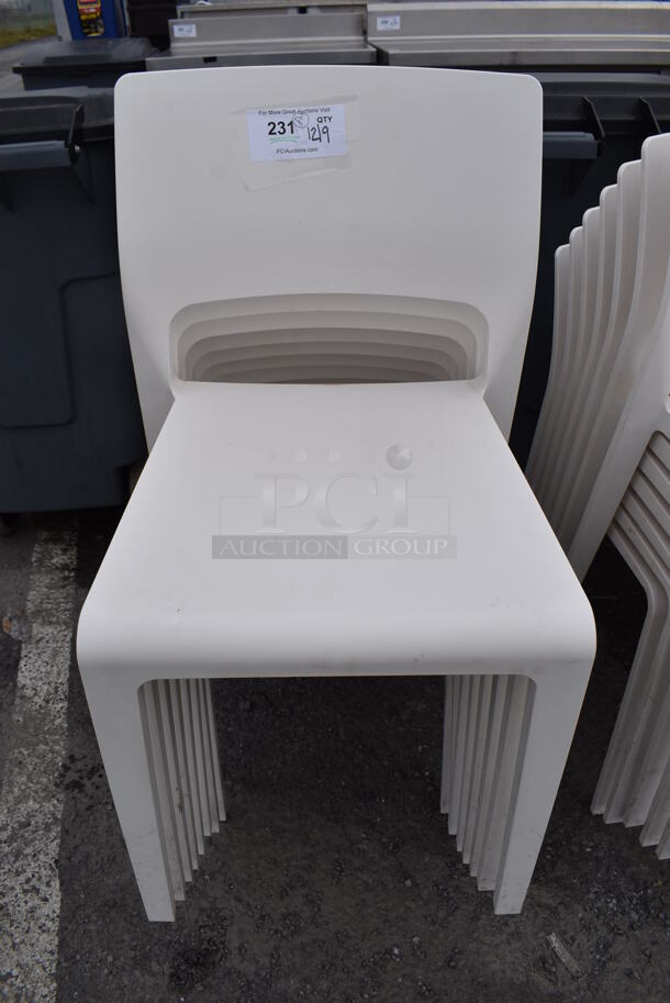 8 Arper White Poly Dining Chairs. 17.5x18x31. 8 Times Your Bid!