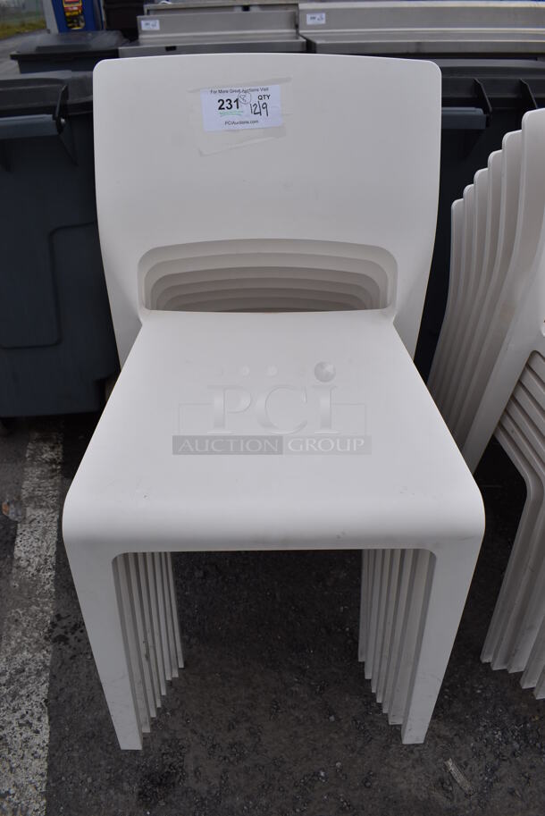 8 Arper White Poly Dining Chairs. 17.5x18x31. 8 Times Your Bid! - Image 1 of 3