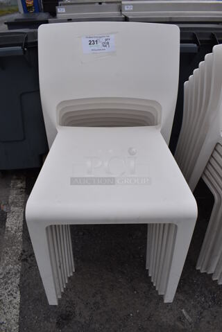 8 Arper White Poly Dining Chairs. 17.5x18x31. 8 Times Your Bid!