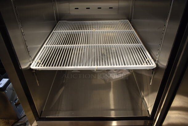 BRAND NEW SCRATCH AND DENT! 2021 Migali C-1FB-HC Stainless Steel Commercial Single Door Reach In Freezer w/ Poly Coated Racks on Commercial Casters. 115 Volts, 1 Phase. Tested and Working! - Image 8 of 10