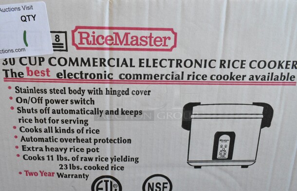 BRAND NEW SCRATCH AND DENT! RiceMaster Town 57130 60 Cup (30 Cup Raw) Stainless Steel Electronic Rice Cooker / Warmer. 120 Volts, 1 Phase. Tested and Working! - Image 3 of 4