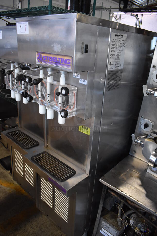 Stoelting 237R-109G Stainless Steel Commercial Floor Style Air Cooled 2 Flavor w/ Twist Soft Serve Ice Cream Machine on Commercial Casters. Goes GREAT w/ Lot 118! 208/230 Volts, 3 Phase. 16x43x67 - Image 5 of 7