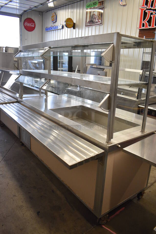 Servolift Eastern 502-3R Metal Commercial Portable Buffet Station w/ 2 Over Shelves and Tray Slide on Commercial Casters. 120/208 Volts, 1 Phase. 77x49x64 - Image 1 of 6