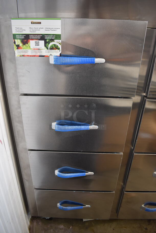 BRAND NEW! 2022 Traulsen RFS226N Commercial Stainless Steel Electric Two-Sectioned Drawered Fish/Poultry File Cooler With Plastic Pans And Perforated Inserts On Commercial Casters. 115V, 1 Phase. Tested And Working!  - Image 5 of 10