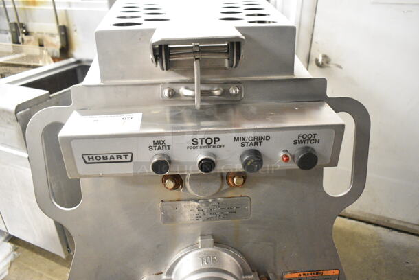 Hobart MG2032 Metal Commercial Floor Style Electric Powered Meat Mixer Grinder w/ Foot Pedal on Commercial Casters. 208 Volts, 3 Phase. Tested and Working! - Image 3 of 10