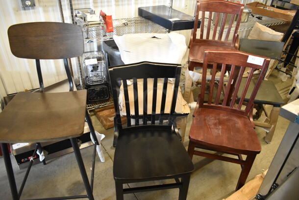 7 BRAND NEW SCRATCH AND DENT! Various Seating Lot Including Wood Pattern Dining Height, Black Wood Pattern Dining Height and Wood Pattern Bar Height. 7 Times Your Bid!