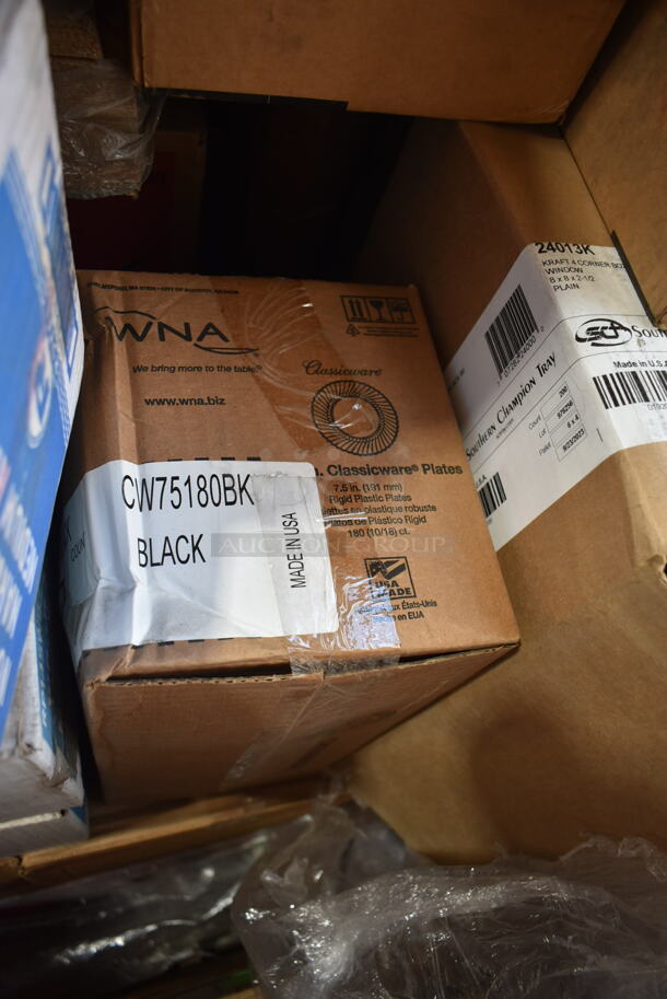 PALLET LOT of 36 BRAND NEW Boxes Including 16 Tuff Job All Purpose Paper Wipers, 2 Pactiv PCS5710 Pressware Classic Stoneware, 5 Royal RP145WB Wood Steak Markers, 6 Servrite 2576 Napkin Dispensers, WNA CW75180BK Classicware Plates, 24013K Kraft Champion Trays, World Centric TR-SC-UAR 6.5x5 Boat Trays, M Tucker Avacado Lime Vinaigrette White Kraft 10x7x12 Bags. 36 Times Your Bid!  - Image 8 of 12