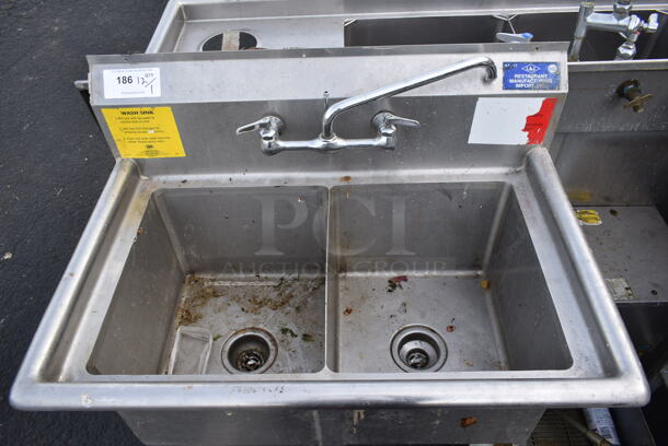 Stainless Steel Commercial 2 Bay Sink w/ Faucet and Handles. - Image 2 of 3