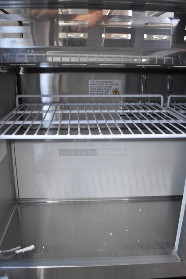BRAND NEW SCRATCH AND DENT! 2023 Avantco 178APT71MHC Stainless Steel Commercial Sandwich Salad Prep Table Bain Marie Mega Top on Commercial Casters. 115 Volts, 1 Phase. Tested and Working! - Image 9 of 10